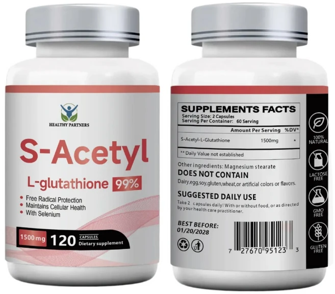 고함량 S 아세틸 L 글루타치온 1500mg NAC 대체성분, 5개, 120정 - 쿠팡
