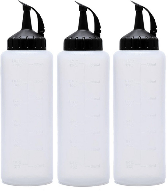 서온리 흐르지 않는 오일 소스 통 참기름 간장 병 드레싱 플라스틱 업소 용 튜브 용기 소스통, 350ml, 3개