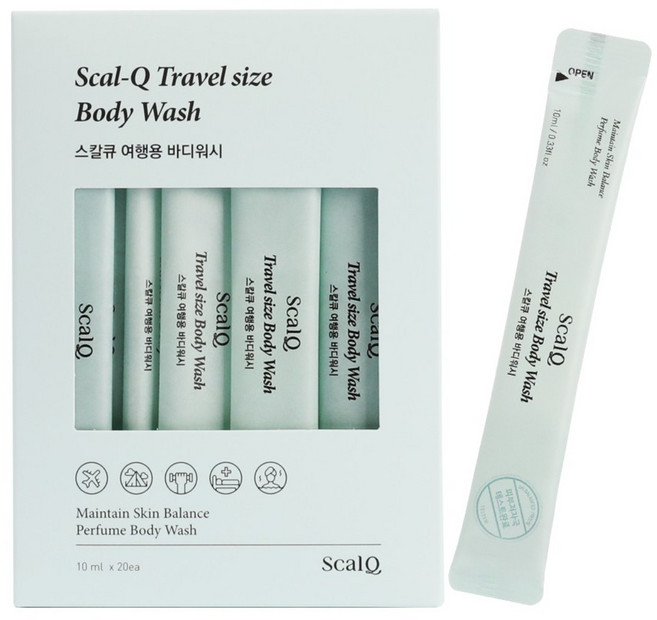 스칼큐 친환경 여행용 약산성 일회용 바디워시 스틱 10ml 20개입, 20개