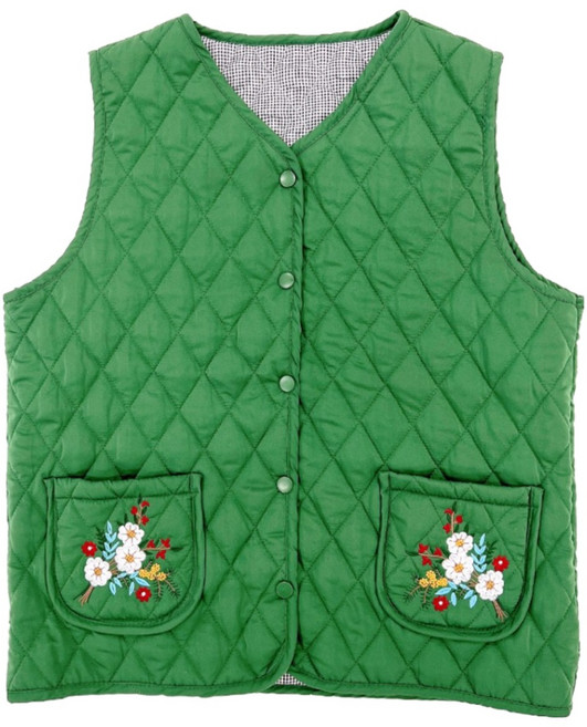 이너라인 겨울패딩 부인용 할머니 보온 꽃자수 조끼