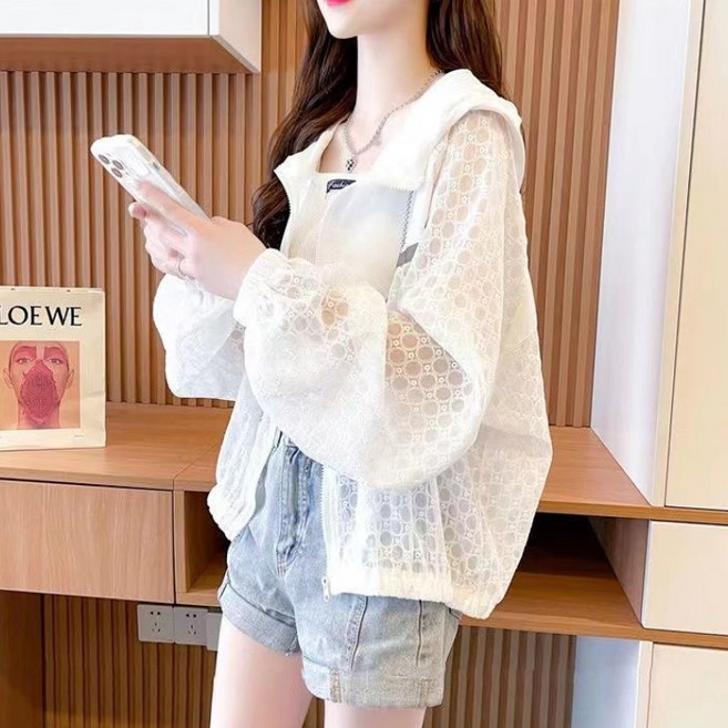쩐쿠 여름 시스루 자외선차단 긴소매 후드 집업 점퍼 Z243