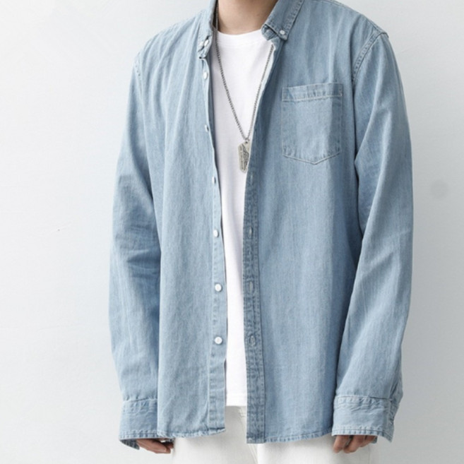 2024신상 남자 데님셔츠 워싱 청남방