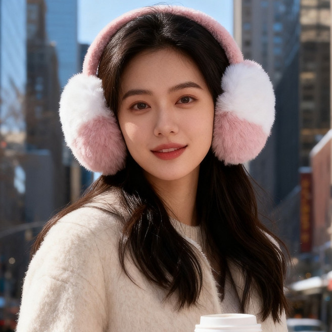 고샤인 겨울 방한 접이식 투톤 털 귀마개 보온 귀도리