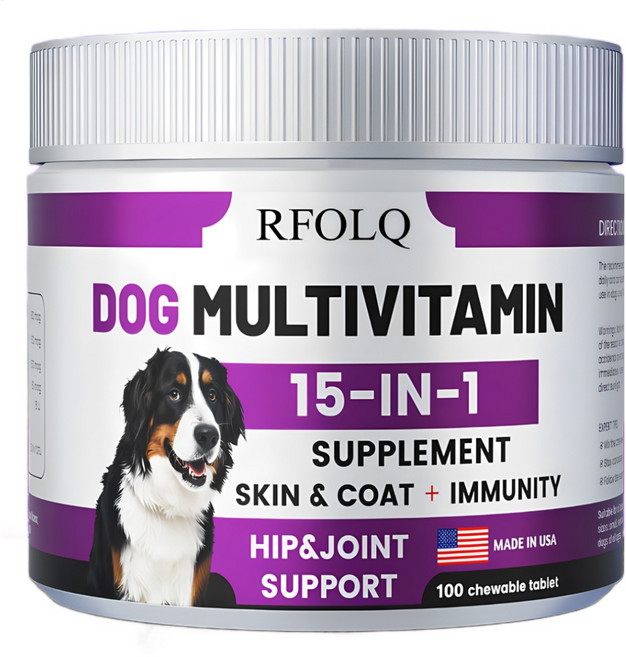 10-in-1 개용 종합 비타민 글루코사민 D3 오메가 어유가 함유된 씹어먹는 개용 비타민 면역 체계 및 관절 건강을 위한 개 건강 용품 간 맛, 1개, 100정