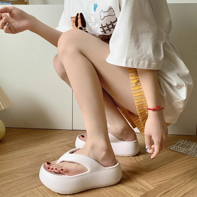 6cm 굽높은 쪼리 조리 샌들 여성 굽있는 키높이 슬리퍼 7cm