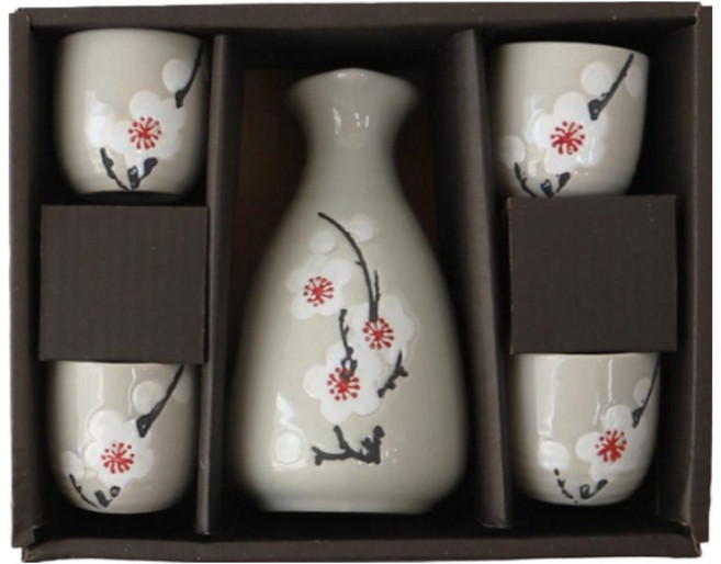 일본식 도쿠리 사케잔 소주잔 대형 5종세트, A타입(뚱화이트), 2세트