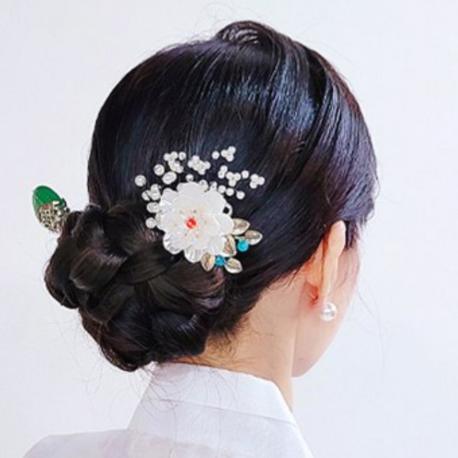 한복 머리 뒤꽂이 혼주 장신구 올림머리 장식 비녀 웨딩 헤어코사지 셀프웨딩 돌잔치