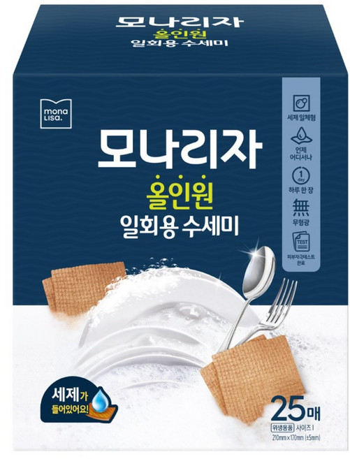모나리자 하루 한 장 뽑아쓰는 일회용 수세미, 25개입, 1개