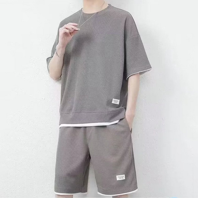 韓版寬鬆休閒運動套裝 短袖上衣 五分短褲 衣服 男裝 t恤 短袖t恤 上衣 短褲 褲子 男裝