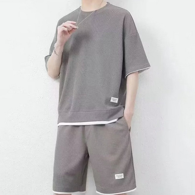 韓版寬鬆休閒運動套裝 短袖上衣 五分短褲 衣服 男裝 t恤 短袖t恤 上衣 短褲 褲子 男裝