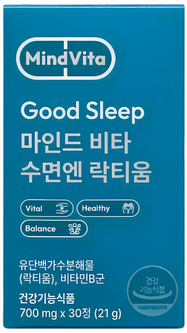 [임박세일 26/01/31] 마인드비타 수면엔 락티움 수면 건강 영양제 700mg, 3개, 30정