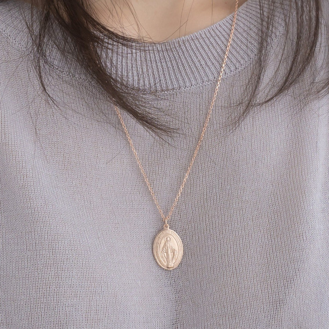 실버925 세인트 기적의패 성모 마리아 코인 1.5 촘촘체인 목걸이 25