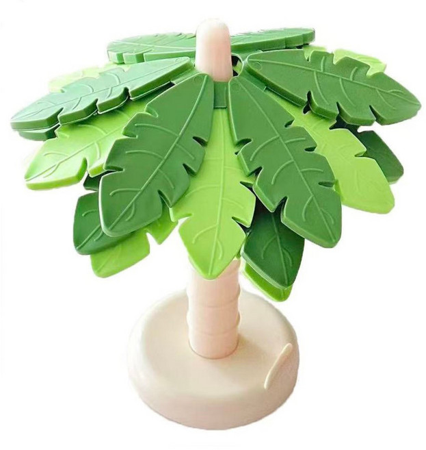 스탠딩 내열 실리콘 뜨거운 냄비 받침대 야자수 미끄럼방지 컵받침 식탁 장식 주방용품 집들이 선물 4p세트, 2개, 그린