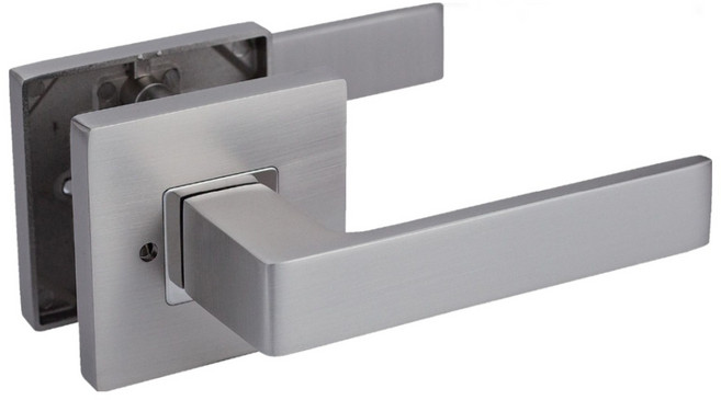 하이엔드 국산 마루 510 변색없는 니켈도금 사각 방문손잡이 문고리 레버 도어락 후면 볼트고정 시공편리, NI(니켈), 1개