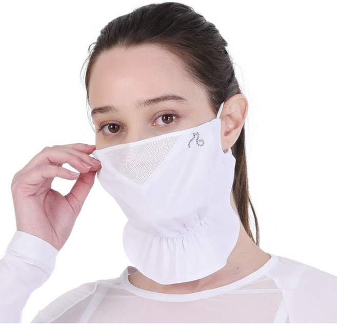 아리체 에어 메쉬 안면 마스크 골프 등산 산책 자외선 차단 UV 햇빛 가리개 얼굴 볼, 화이트, 1개