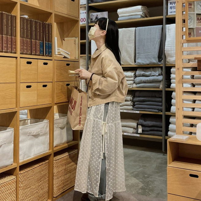 디오제니 레이스 뷔스티에 레이어드 원피스 여리 끈 나시 몸매 커버 빅사이즈 루즈핏