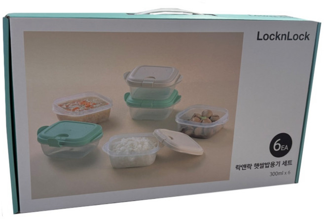 락앤락 햇쌀밥 반찬통 전자레인지 렌지 밀폐 통 냉동밥 보관용기 300ml, 락앤락햇쌀밥용기세트, 6개