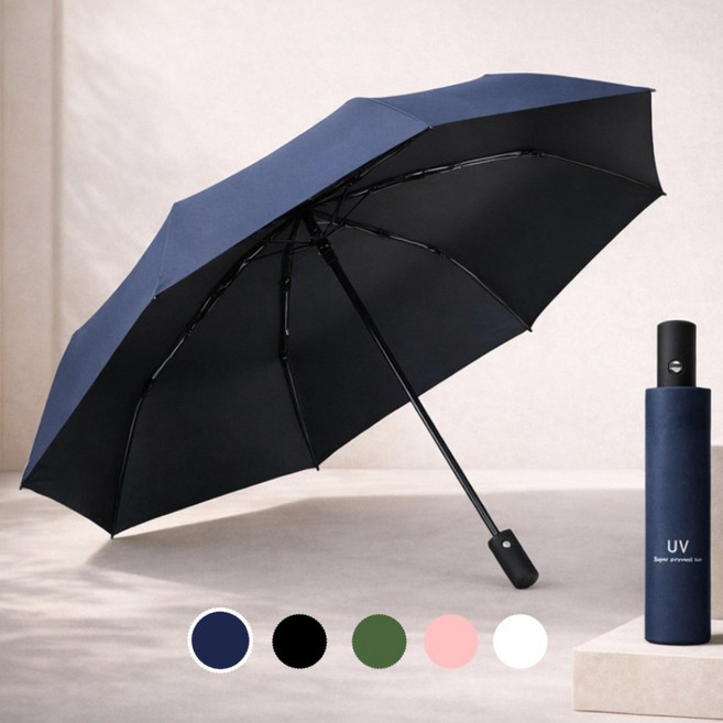 진볼리 UV자외선차단 3단 자동우산 암막우산 경량우산