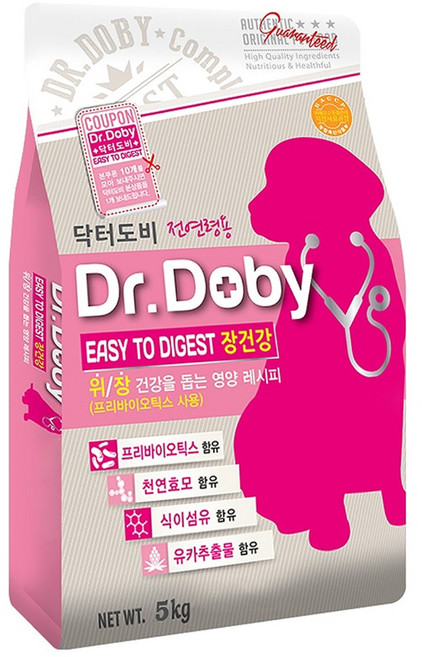 인터펫코리아 강아지 닥터도비 기능성 사료, 장건강/유산균, 5kg, 1개