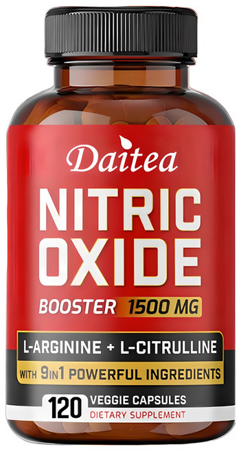초강력 산화질소 L-아르기닌 보충제 1500 Mg - 프리미엄 근육 강화 근력 및 에너지 훈련을 위한 산화질소 부스터, 120캡슐, 1개, 120정