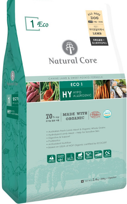 네츄럴코어 전연령 강아지 에코1 하이포알러제닉 작은입자, 양, 2.4kg, 1개