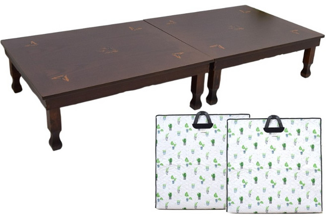 남원 향림공예 접이식 교자상 900x750 2개 + 누빔커버 2개 세트 제사상 집들이 잔치상 8인용 10인용, 교자커피상감캡 90x75cm 2개+누빔커버 2개