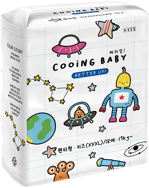 쿠잉 베러업 팬티형 기저귀, 키즈형(Kid), 36매