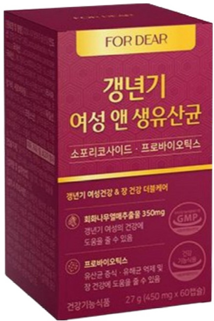 갱년기유산균 yt1 식약청 인증 갱년기 여성앤 생유산균 세트상품[선택:옵션1/옵션2], 60정, 12개