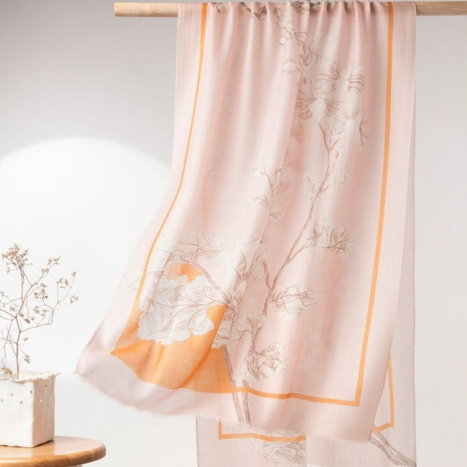 MOMON 봄여름 캐시미어100% 스카프 200수 얇은 플라워패턴 캐시미어숄