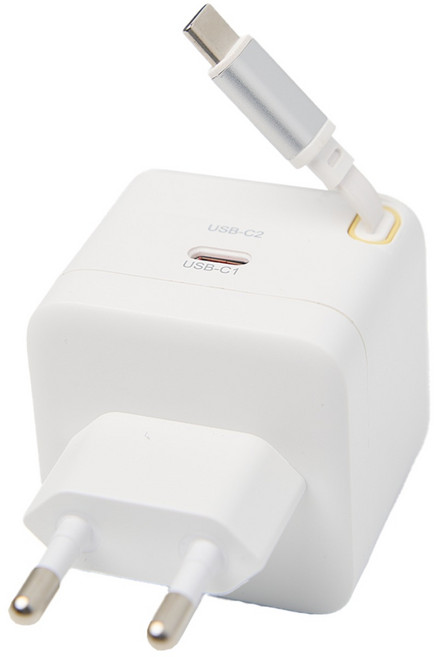 메이튼 자동감김 듀얼포트 C타입 초고속 충전기 릴큐브 GaN 35W, 1개, 화이트