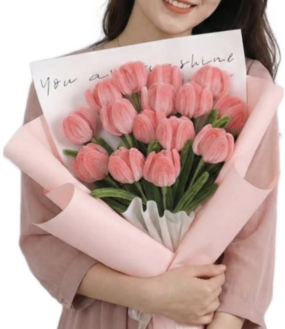 유누엔 모루꽃다발 DIY세트 모루꽃다발만들기세트, 피치튤립, 1세트