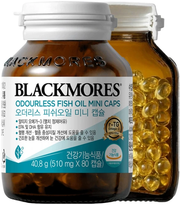 블랙모어스 오더리스 피쉬 오일 미니 캡슐, 80정, 2개 - 쿠팡