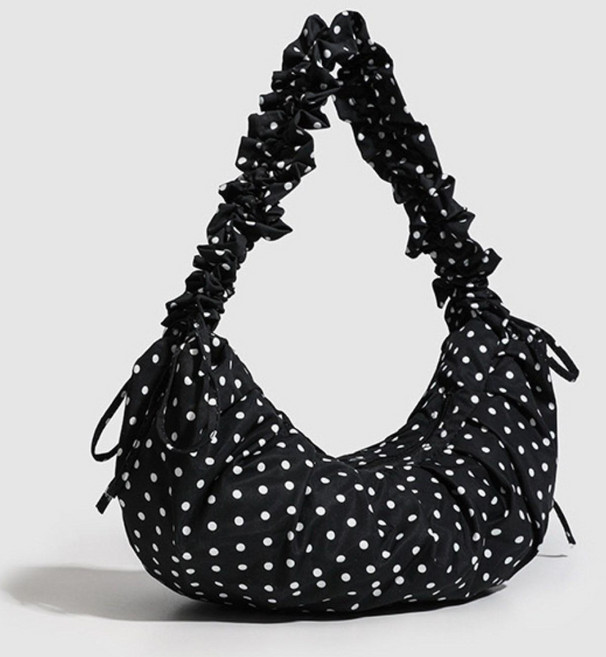 빈티지 도트 여성 호보백 캐주얼 반달 숄더백
