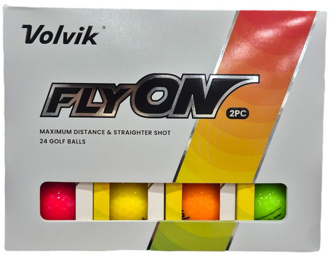 볼빅 플라이온 골프공 2피스 4.27cm 3p x 4종 세트, 그린 + 옐로우 + 오렌지 + 레드, 3개입, 4개