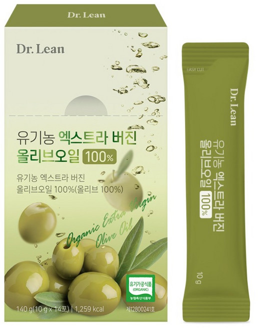 [공식]닥터린 유기농 엑스트라버진 올리브오일 / 100% 유기농 스페인산 그린 올리브 올리브유 스틱, 140g, 5개