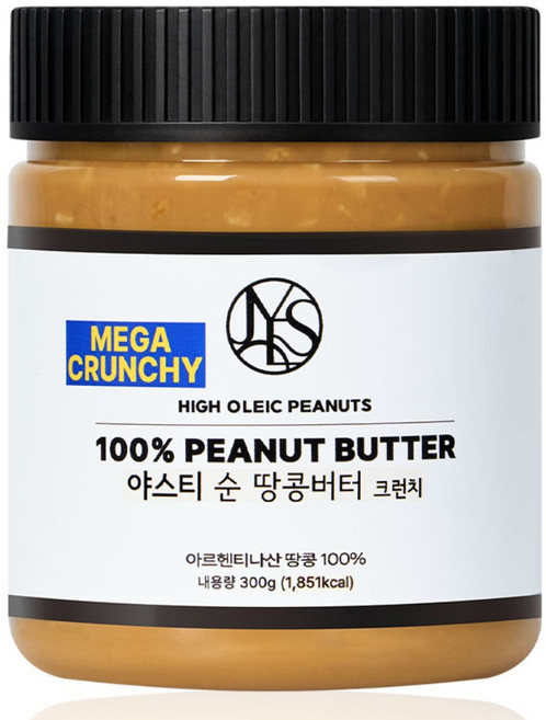 야스티 순 땅콩버터 크런치 100% 무첨가, 1개, 300g