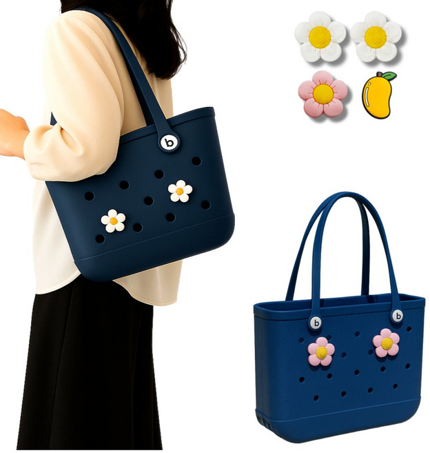 오션큐 실리콘 물빠짐 파츠 수영가방 목욕 가방, 네이비