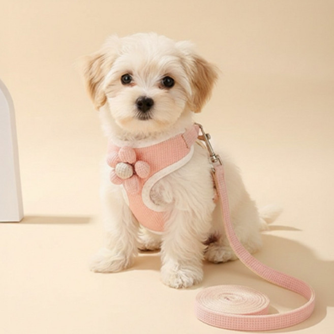 올앤펫 간단조절 데이지 애견 강아지 하네스, 1개, 핑크