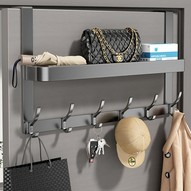 무타공 도어행거 문걸이 선반 도어훅 6+6, 1개, 흑갈색