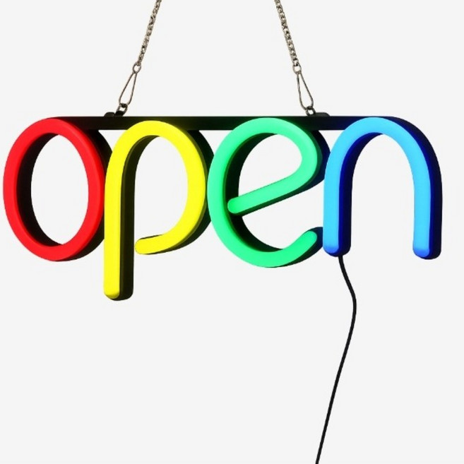 TM 29cm 오픈 광고 공인중계소 식당 카페 LED 네온 사인 open 영업 홍보 표시등 배터리 usb 전원겸용, TM 29cm usb 배터리 호환사용가능, 4색 칼라