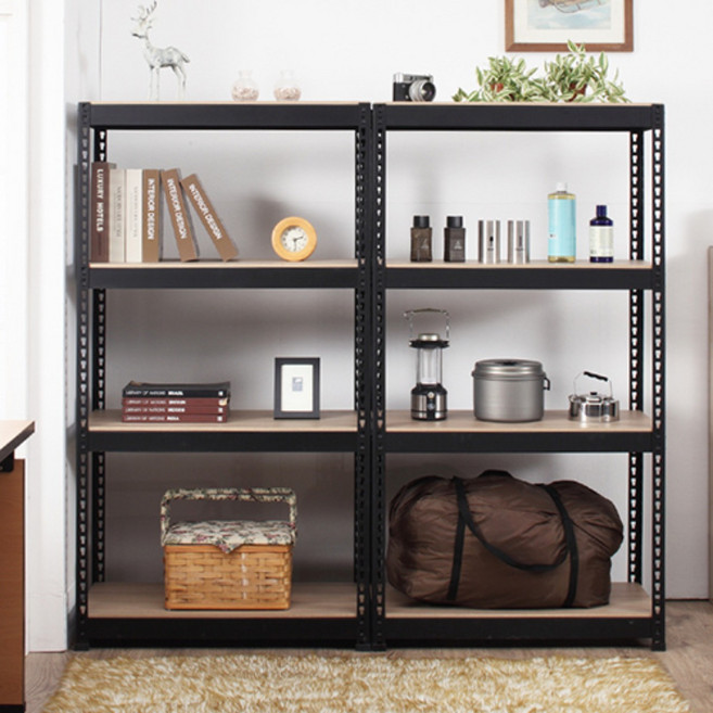 뉴스피드랙 플러스!! 조립식 앵글선반, 블랙앵글+양면코팅합판, 높이1200(2단)cm