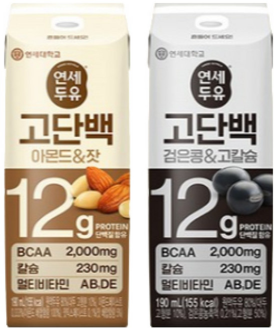[] 연세두유 고단백 아몬드 잣 32팩+ 고단백 검은콩 고칼슘 32팩 (총64팩), 190ml
