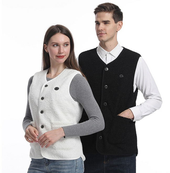 KLIFE 발열조끼 16구역 USB 전기 열선 조끼 스마트 3단 온도조절 뽀글이 V넥 골프 등산 열조끼 20000mAh 보조배터리 세트