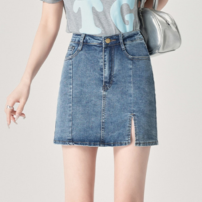 NUNUHANA 여성 스판 짧은 데님 스커트 W51