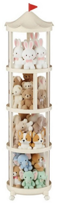 두리치 프리미엄 인형 정리함 캐슬 슬라이딩 투명 원통 장난감 보관함 대형 이동식 수납함 4단 175cm, 1개, 크림화이트