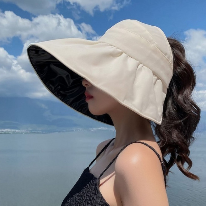자외선 차단 버킷햇 와이드 여성 썬캡 모자 + 덴탈마스크