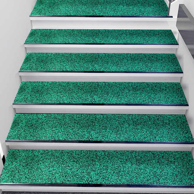 계단매트 실외 외부용 바닥 발판 탄성 미끄럼방지 발털이 300x1000, 1개, 녹색