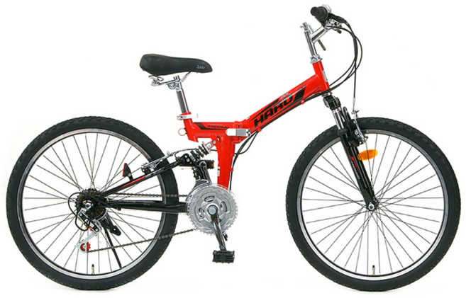 삼천리자전거 24 하로DX 접이식 듀얼서스펜션 21단 초등학생 주니어 MTB 자전거, 1개, 160cm, 레드/블랙