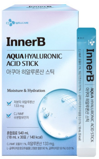 CJ 이너비 아쿠아 히알루론산 스틱, 30개, 18ml