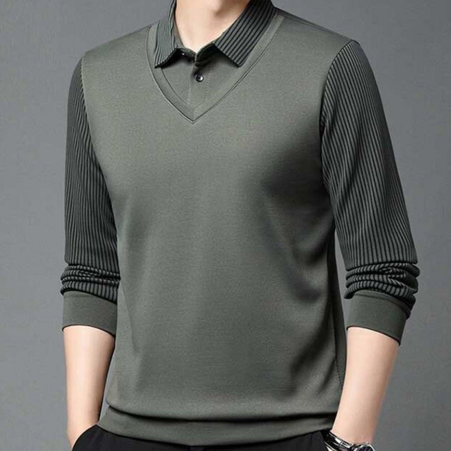 남성 셔츠 베스트 2in1 일체형 구김없는 소프트 티셔츠 상의 골프 정장상의